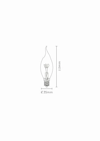 Lucide CT35 - Ampoule filament - Ø 3,5 cm - LED Dim. - E14 - 1x3W 2200K - Ambre - technique